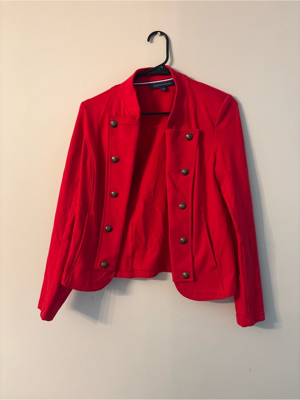 Tommy Hilfiger Red Military-Style Double-Breasted Blazer